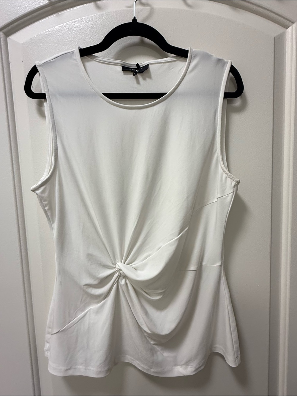 DKNY White Twist-Front Sleeveless Tank